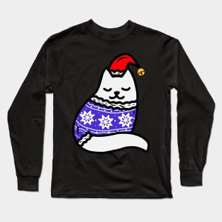 Cozy Christmas Cat Long Sleeve T-Shirt